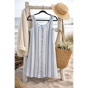 Haven Well Within Linen Front Shift Dress XS Coastal Grandma